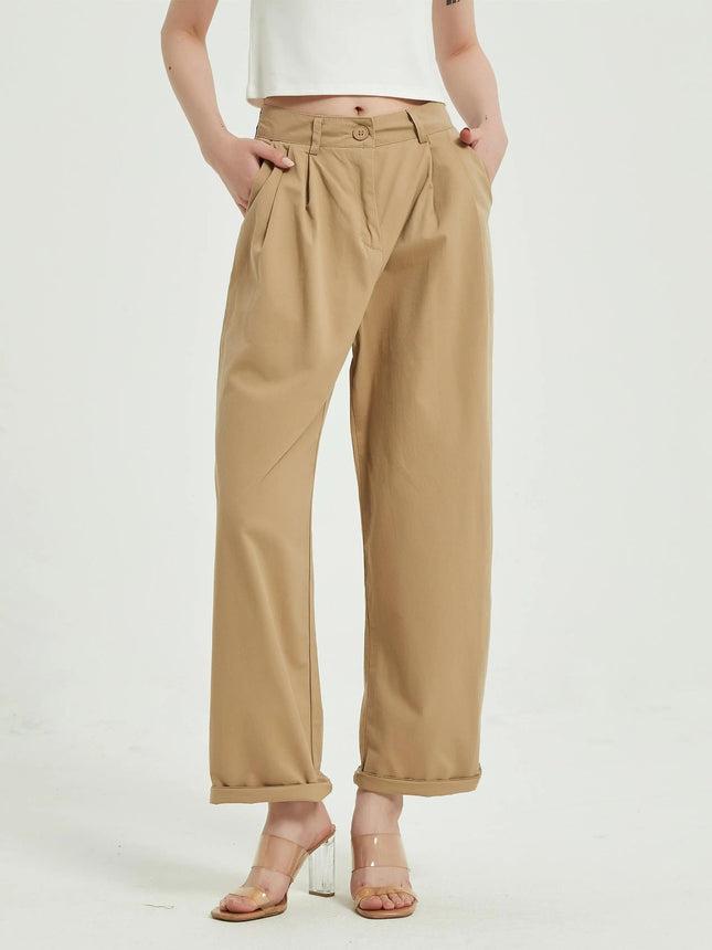Pantalon large taille haute vintage pour femmes élégantes