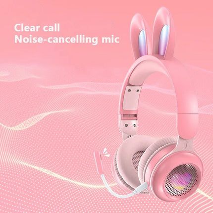 LED Bluetooth Rabbit Ear Headphones with Noise-Reduction Mic & TF Card Support - Wnkrs