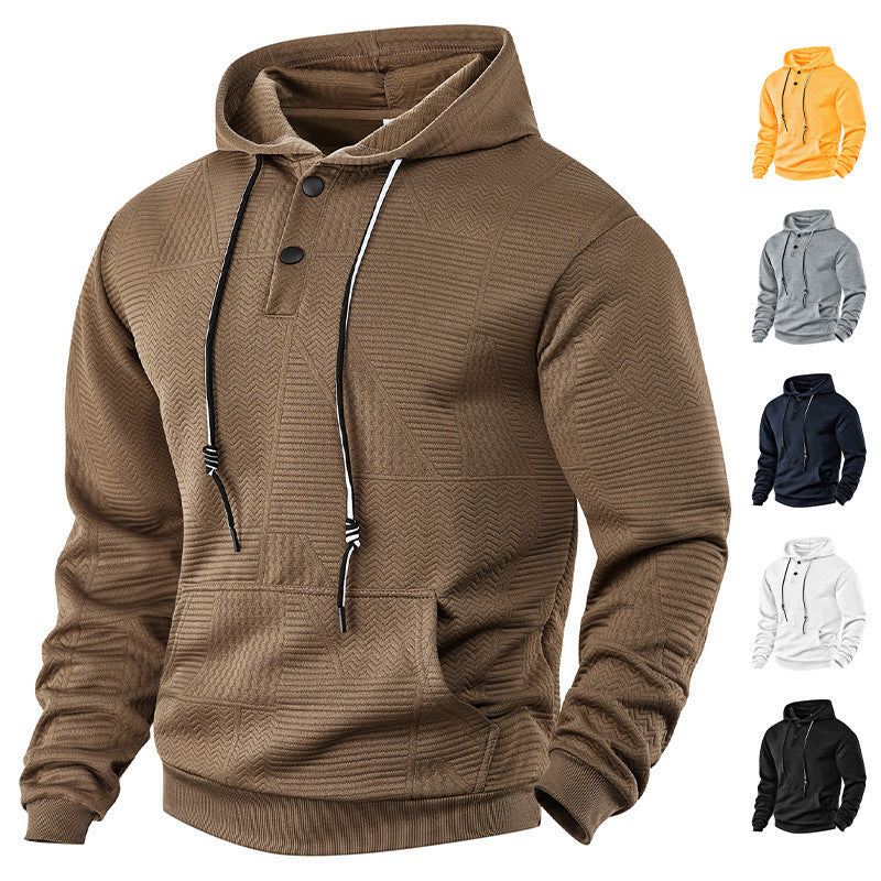 Pullover Solid Color Casual Sports Loose Long Sleeve Hooded Sweater Men