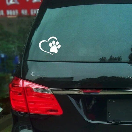 Adorable Heart & Paw Print Car Sticker - Wnkrs