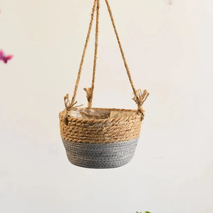 Charmant panier à fleurs suspendu en corde de jute pour décoration intérieure et extérieure