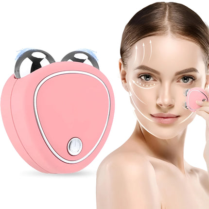 Masajeador facial eléctrico portátil con rodillos: dispositivo de belleza para reafirmar la piel y levantar la piel con vibración sónica y microcorriente EMS