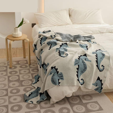 Couverture en coton avec un joli motif d'hippocampe