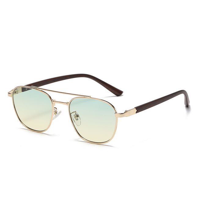 Lunettes de soleil ovales vintage tendance avec monture en bois pour femmes