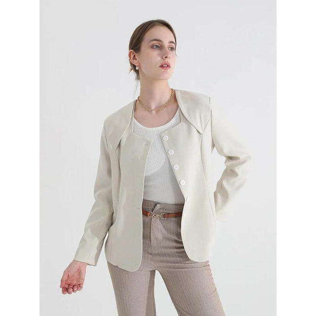 Blazer de cuello cuadrado y mangas largas
