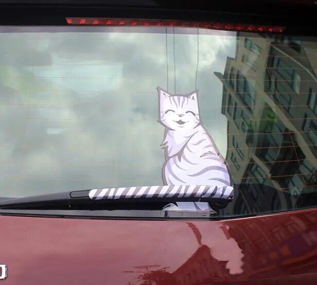 Reflective Cartoon Cat Car Stickers with Moving Tail - Wnkrs