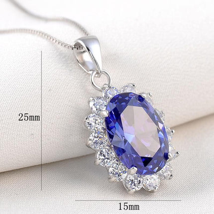 Elegant 6.4Ct Oval Gemstone Pendant Necklace - Wnkrs