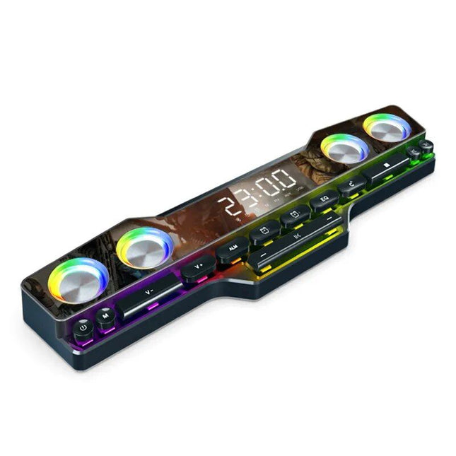 4000mAh 3D Stereo Sound Box: Bluetooth Soundbar with Powerful Subwoofer, USB & AUX Connectivity, FM Radio & Clock - Wnkrs