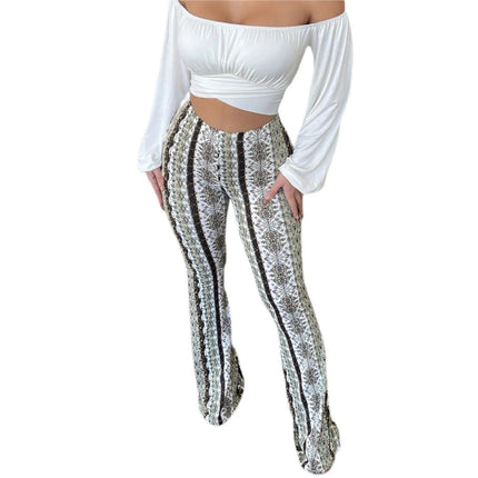 Floral Print High-Waist Flared Pants for Women - Wnkrs