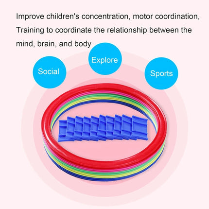 Juego de saltos con aro de rayuela para niños al aire libre
