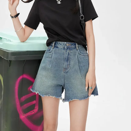 Slimming High Waist Denim Shorts