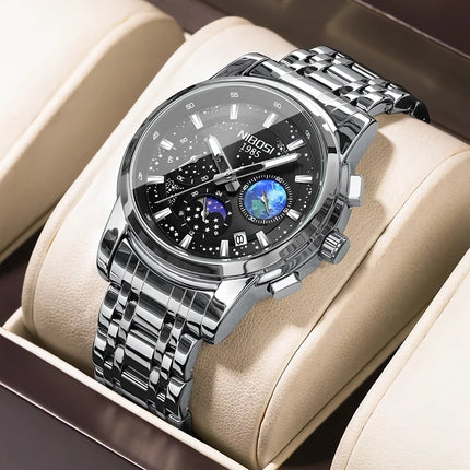 Montre de sport chronographe lumineuse étanche de luxe pour homme