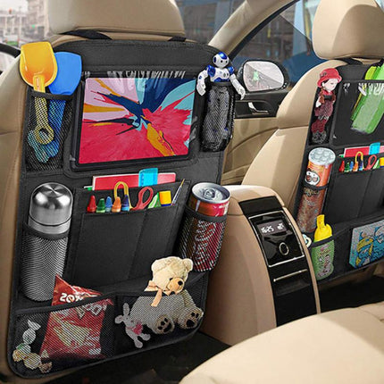 Organisateur de siège arrière de voiture avec support de tablette à écran tactile et plusieurs poches de rangement