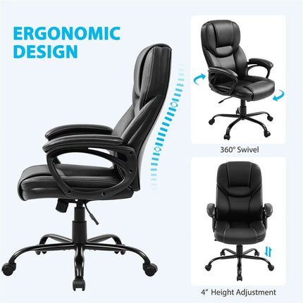 Ergonomic Faux Leather Swivel Chair for Home Office - Wnkrs