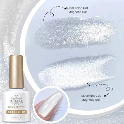 Coffret de vernis à ongles gel magnétique Moonlight Cat - Sparkle White Silver