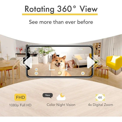 Caméra HD pour animaux de compagnie avec vue à 360° et alertes de lancer de friandises et d'aboiements - Parfait pour la surveillance des chiens