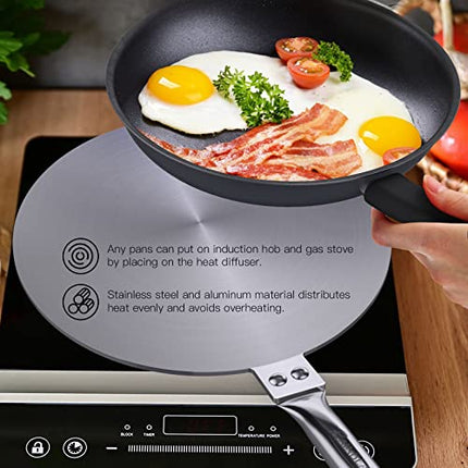 Heat Diffuser Simmer Ring Plate, Stainless Steel With Stainless Handle, Induction Adapter Plate For Gas Stove Glass Cooktop Converter, Flame Guard Induction Hob Pans, 7.5Inch & 8Inch & 9.25 Inch - Wnkrs