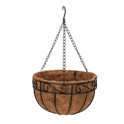 Elegant 10" Round Iron & Coconut Palm Hanging Basket Set - Wnkrs