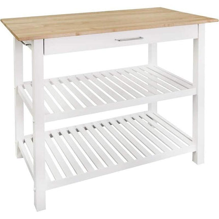 40" Natural & White Solid Wood Kitchen Island with Storage and Towel Rack - Wnkrs