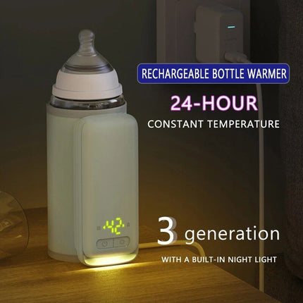 Portable 6-Level Adjustable Baby Bottle Warmer with Temperature Display and Night Light - Wnkrs