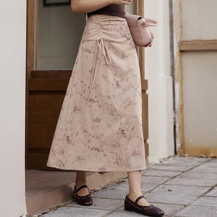 Retro Corduroy Midi Skirt for Women