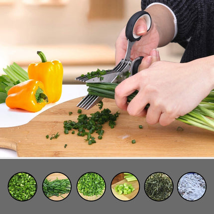 Herb Scissors Set With 5 Blades And Cover - Multipurpose Kitchen Chopping Shear - Wnkrs