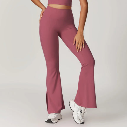 Pantalon de yoga évasé taille haute pour femme