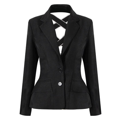 Blazer femme avec nœud papillon ajouré en diamant