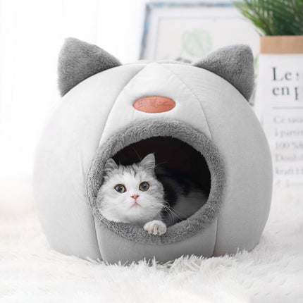 Lit pour chat Cozy Cave - Nid d'intérieur pour animaux de compagnie chaud et hivernal pour chats et petits chiens