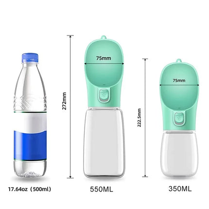 Botella de agua portátil para perros con cuenco de viaje