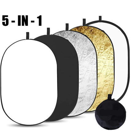 5-in-1 Oval Reflector Photography Collapsible Light Diffuser