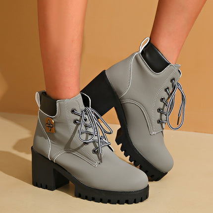 Bottes Martin à talon compensé grande taille, semelle épaisse, style tendance et facile à assortir