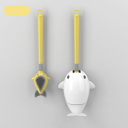 Whale-Themed Silicone Toilet Brush with Wall Mount