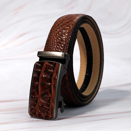 Ceinture en cuir de luxe pour homme avec boucle automatique – Motif crocodile