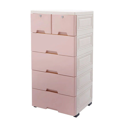 Modern Pink 6-Drawer Plastic Storage Dresser - Wnkrs