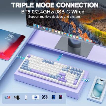 Clavier de jeu mécanique sans fil Bluetooth et filaire RGB