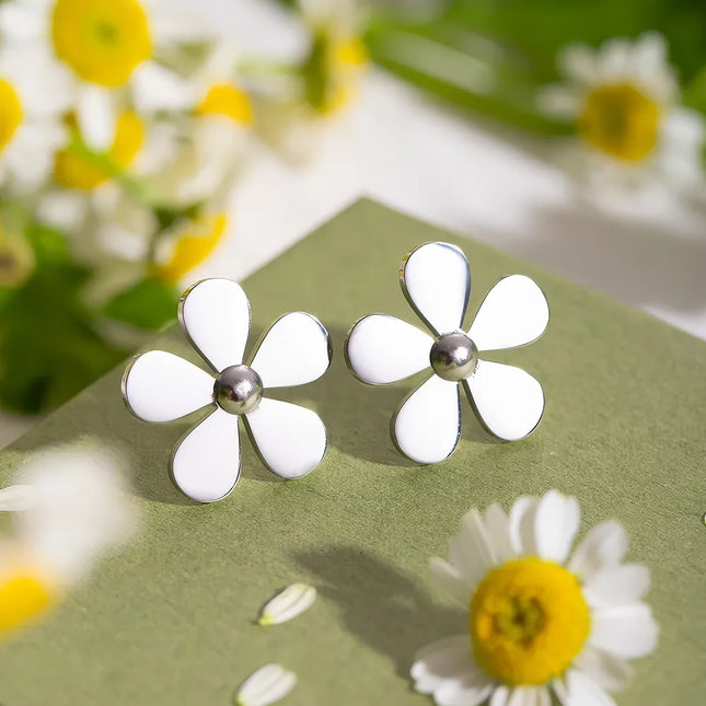 Boucles d'oreilles Daisy en acier inoxydable plaqué or de luxe léger