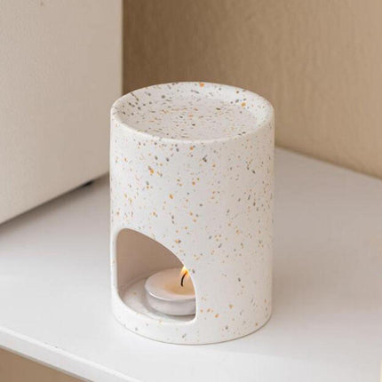 Brûleur d'arôme cylindrique en porcelaine blanche