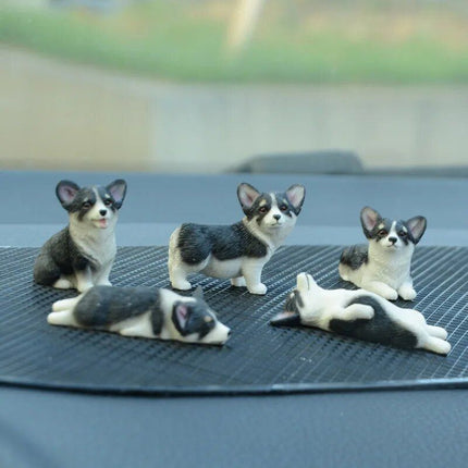 Cute Corgi Dashboard Ornament - Mini Resin Puppy Car Decor - Wnkrs