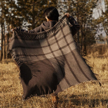 Luxury Wool Plaid Scarf Shawl