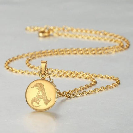 Gold Color Stainless Steel 26 Letters Necklace - Wnkrs