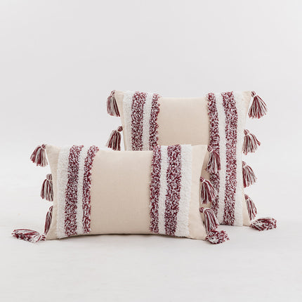 Housse de coussin de canapé touffetée Boho Chic avec pompons