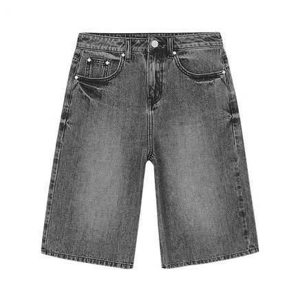 Short en jean droit taille haute pour femme