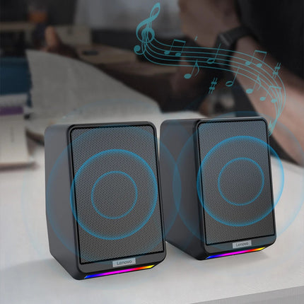 Altavoces de escritorio con cable, sonido envolvente de 360° y luces RGB para juegos