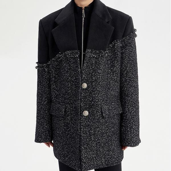 Parkas de lana de tweed negro