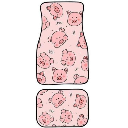 Cute Pink Pig Patterned Waterproof Rubber Car Floor Mats (Set of 4) - Wnkrs