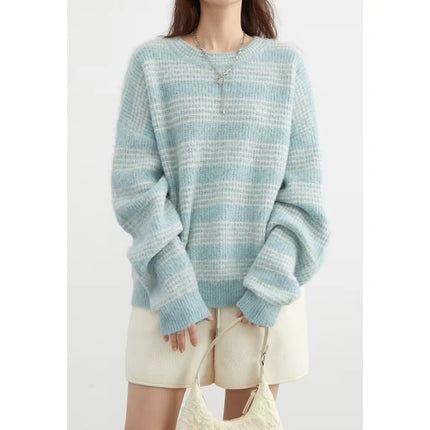 Pull ample à manches longues et col rond pour femme