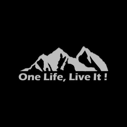 Universal 'One Life Live It' Off-Road Car Sticker - Mountain Silhouette Decal for All Vehicles - Wnkrs