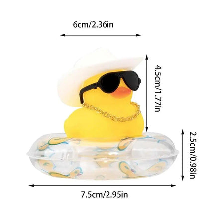 Mini Rubber Duck Car Ornaments Dashboard Interior Decor Cowboy Hat Duck With Scarf Sunglasses Kids Toys Gifts Car Accessories - Wnkrs