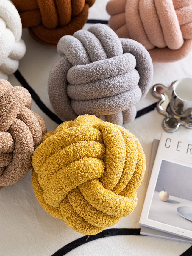 Sofa Living Room Spherical Lamb Wool Bedside Cushion - Wnkrs